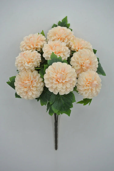 Golden Bell Dahlia Bush Peach 19" - Artificial Flowering Plants Silk