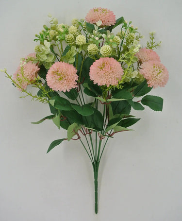Golden Bell Dahlia Bush Pink 19" - Artificial Flowering Plants Silk