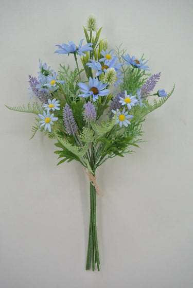 Golden Bell Daisy/Leaf Bundle Blue 20" - Artificial Flowering Plants Silk