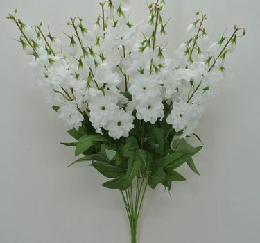 Golden Bell Delphinium Bush White 23" - Artificial Flowering Plants Silk
