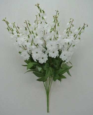 Golden Bell Delphinium Bush White 23" - Artificial Flowering Plants Silk