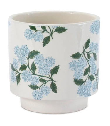 Melrose Dolomite Blue Floral Print Container (2 Sizes) - Vases Merchandise