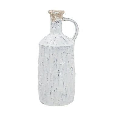 A&B Earthy White Terracotta Vase with Handle 5" x 11" - Vases Merchandise