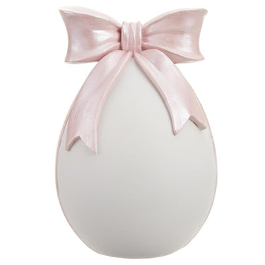 Egg with Bow Figurine 7.5" - Evergreen Home and Floral
