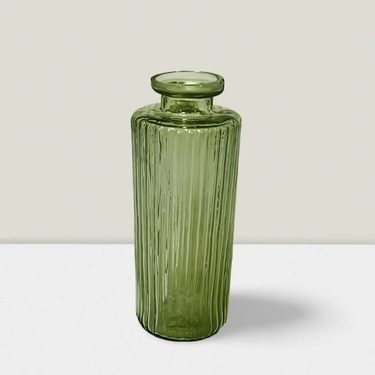SNK Emerald Ripple Glass Bottle Vase 5.5"H x 2" - Uncategorized Merchandise