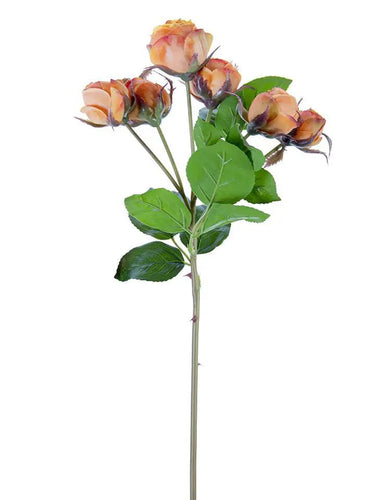 AmBest English Rose Buds Spray Light Orange 22" - Artificial Flowering Plants Silk
