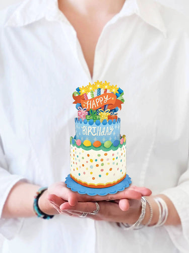 FreshCut Paper LLC Mini Confetti Birthday Cake Mini Pop-up Greeting Card - Greeting Cards