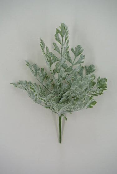 Golden Bell Flocked Dusty Miller Bush 17" - Artificial Shrubs Silk