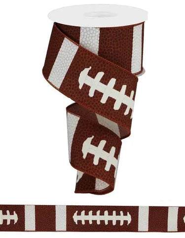 Football Laces Ribbon 2.5" x 10 yd - Evergreen Home and Floral