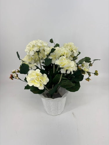 GSC Geranium Cream Potted Plant - Artificial Flora Hanging Basket & Porch Pots