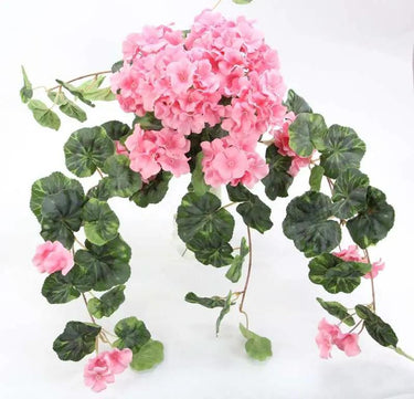 GSC Geranium Hanging Bush Pink x12 - Artificial Flowering Plants Silk