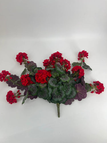 Le Fleur Geranium Hanging Bush Red 16.5" - Artificial Flowering Plants Silk