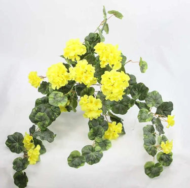 GSC Geranium Hanging Bush Yellow x12 - Artificial Flowering Plants Silk