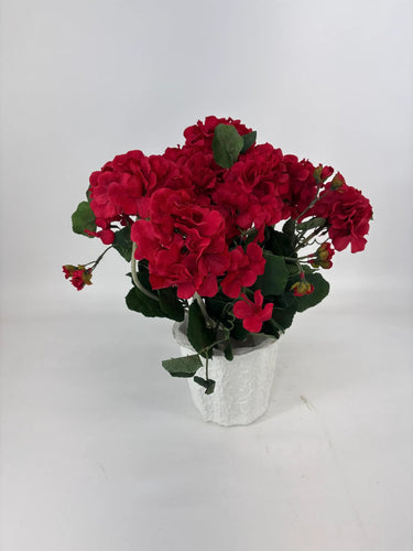 GSC Geranium Red Potted Plant - Artificial Flora Hanging Basket & Porch Pots