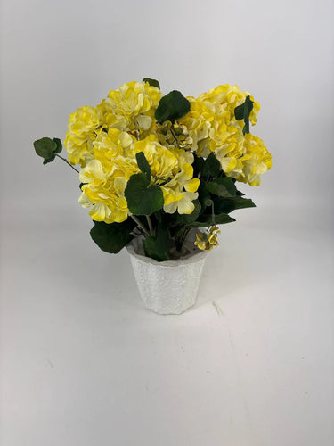 GSC Geranium Yellow Potted Plant - Artificial Flora Hanging Basket & Porch Pots