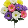 Golden Bell Gerbera Daisy Bush Pink-Purple-Yellow 19" - Artificial Flowering Plants Silk
