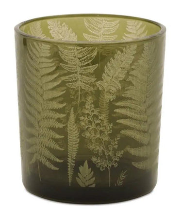 Melrose Glass Green Leaf Votive Holder 3"D x 3.5"H - Candle Holders Merchandise