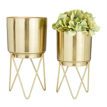 Deco Marché Gold Metal Planter with Removeable Stand Small 10"H - Planters Merchandise