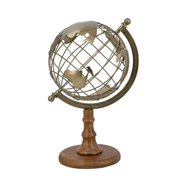 A&B Gold Metal-Wood Open Globe 9.5" x 14.5" - Desktop Globes Merchandise