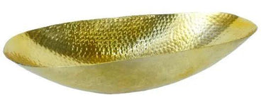 SNK Gold Oval Boat Hammered Aluminum 12" x 4" x 3" - Decorative Bowls Merchandise