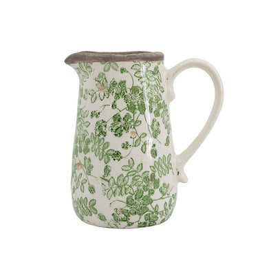 Green Floral Ceramic Pitcher Vase 7" - Evergreen Home and Floral