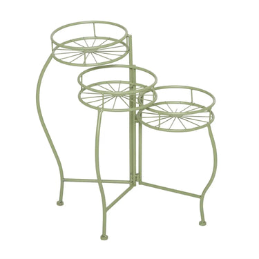 Deco Marché Green Metal Starburst 3-Tier Indoor/Outdoor Plantstand 19" x 18" x 21" - Plant Stands Merchandise