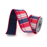 Hampton Plaid Red - White - Blue Wired Ribbon 2.5"W X 10Yd - Evergreen Home and Floral