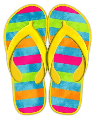 Metal Summer Stripe Flip Flops 12.75" - Evergreen Home and Floral