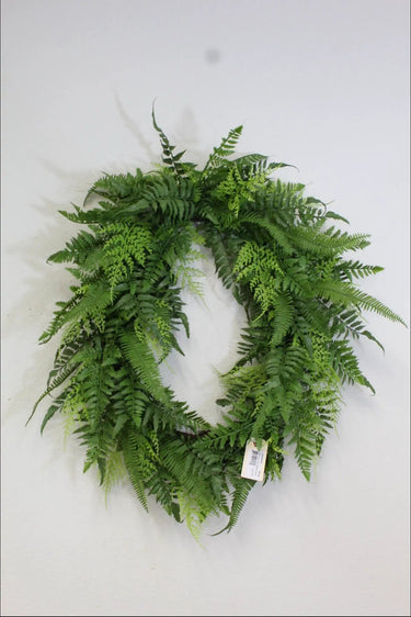 Supreme Mixed Fern Oval Wreath 22" x 15" - Wreaths Silk