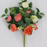 Golden Bell Mixed Ranunculus Bush Pink-Cream-Coral 16" - Artificial Flowering Plants Silk