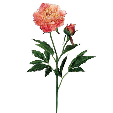 Allstate Peony Spray Salmon-Peach 28" - Artificial Flowering Plants Silk