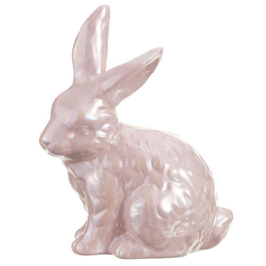 Pink Glaze Bunny Figurine 8.5" - Evergreen Home and Floral