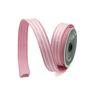 Farrisilk Pink Newport Stripes Wired Ribbon 1"W X 10Yd - Ribbons & Trim Ribbon