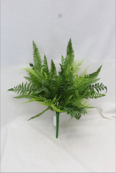 Supreme Plastic Mixed Fern Bush Green 20" - Artificial Non-Flowering Plants Silk