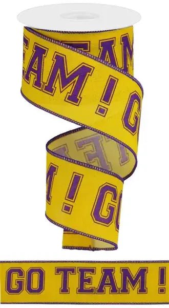 Purple/Yellow Go Team Ribbon 2.5" x 10 yd - Evergreen Home and Floral