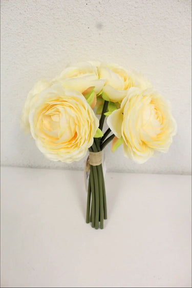 Supreme Ranunculus Bouquet x9 Yellow 10" - Artificial Flowering Plants Silk