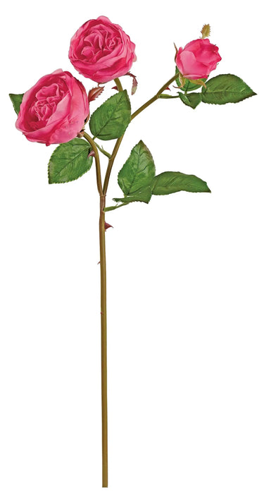 Select Real Touch Garden Rose Spray Fuchsia 24" - Artificial Flowering Plants Silk