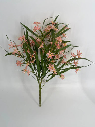 Le Fleur Real Touch Mini Lily Bush White-Pink 21" - Artificial Flowering Plants Silk