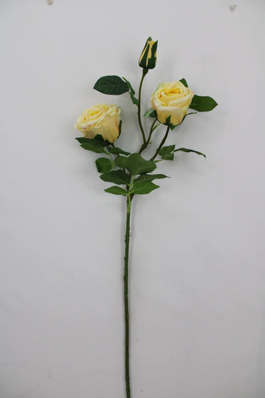 Golden Bell Real Touch Rose Bud Stem Yellow 31" - Artificial Flowering Plants Silk