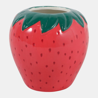 Sagebrook Red Strawberry Pencil Cup/Vase 4" - Vases Merchandise