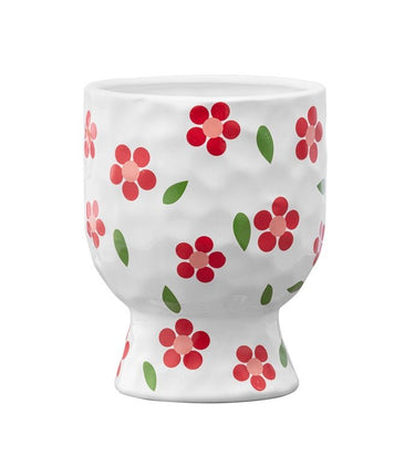 Napco Red-White Flower Planter with Base 5.75" x 7.75"H - Planters Merchandise