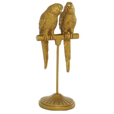 Deco Marché Resin Gold Parrot Sculpture 3" x 3" x 9" - Sculptures & Statues Merchandise
