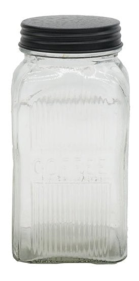 A&B Ribbed Clear Glass Kitchen Canister (3 Sizes) - Food Storage Containers Merchandise