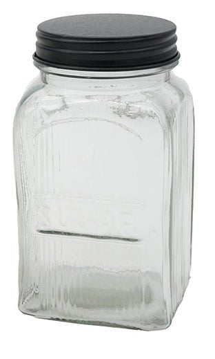 A&B Ribbed Clear Glass Kitchen Canister (3 Sizes) - Food Storage Containers Merchandise