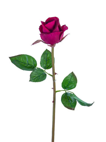 AmBest Rose Bud Stem Burgundy 23" - Artificial Flowering Plants Silk