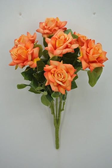 Golden Bell Rose Bush Orange 23" - Artificial Flowering Plants Silk