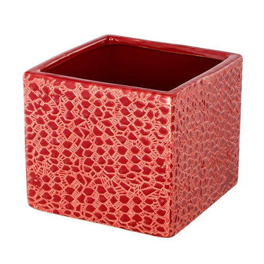 A&B Square Red Vase 5.5" x 5.5" x 5" - Vases Merchandise