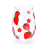 Strawberry Print Wine Glass 3.3"D x 5"H - Evergreen Home and Floral