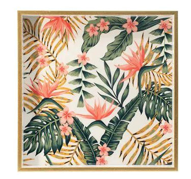 A&B Tropical Leaf Decorative Square Tray (2 Sizes) - Decorative Trays Merchandise