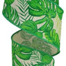 Tropical Leaves Ribbon 2.5" x 10 Yd - Evergreen Home and Floral